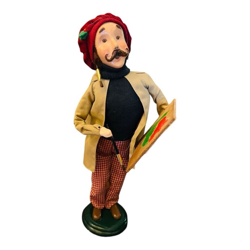 Artist Figurine with Red Beret and Beige Coat